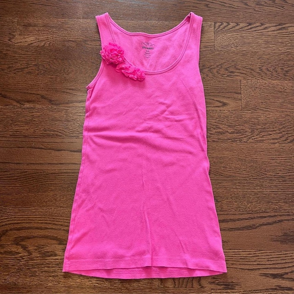 ⭐y2k hot pink floral ruffle tank small